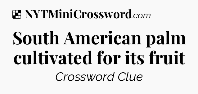 Solution: South American palm cultivated for its fruit - NYT Crossword