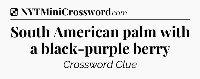 Solution: South American palm with a black-purple berry - NYT Crossword