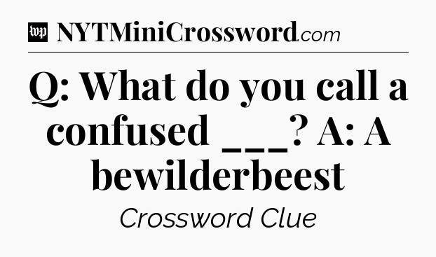 Q: What do you call a confused ___? A: A bewilderbeest Crossword Clue