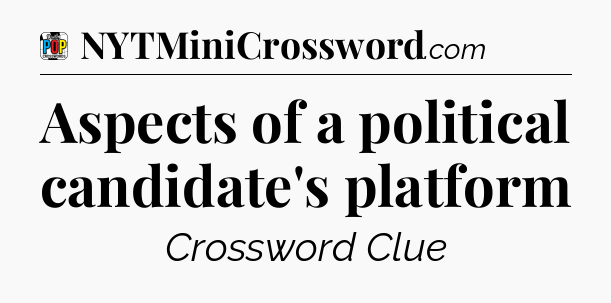 Aspects of a political candidate's platform Crossword Clue