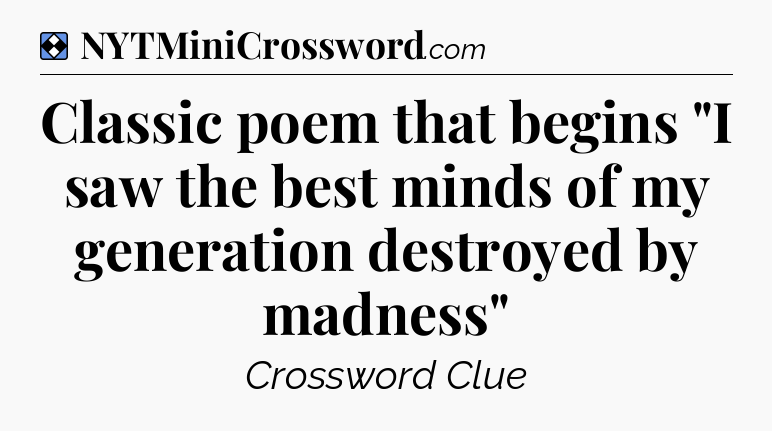 Solution: Classic poem that begins 