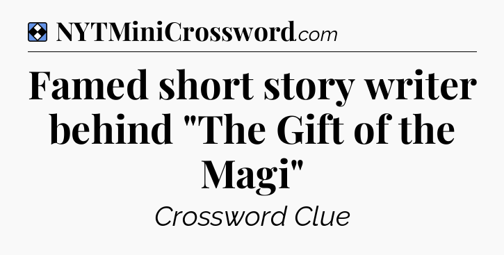 Solution: Famed short story writer behind 