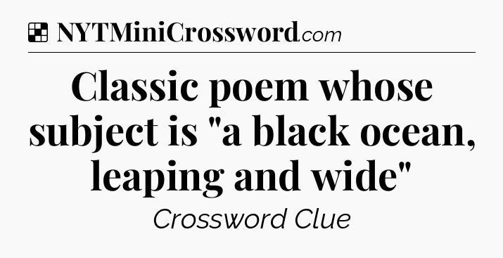 Solution: Classic poem whose subject is 