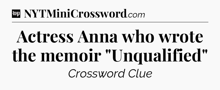 Actress Anna who wrote the memoir 