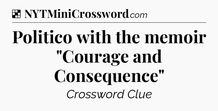 Solution: Politico with the memoir 