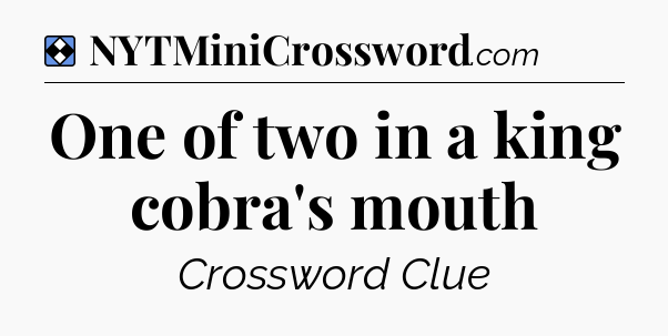 Solution: One of two in a king cobra's mouth - NYT Mini Crossword
