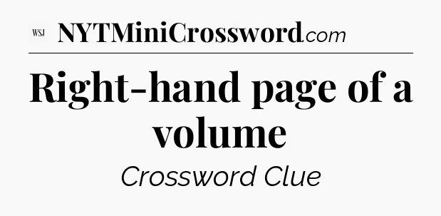 Right-hand page of a volume - WSJ Crossword