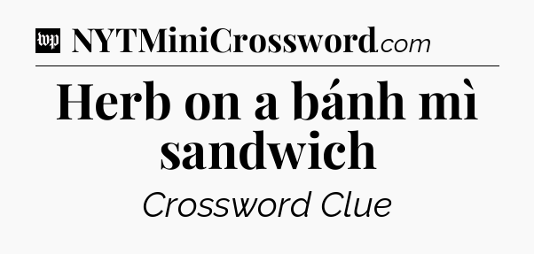 Herb on a bánh mì sandwich Crossword Clue