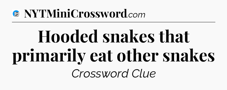 Hooded snakes that primarily eat other snakes Crossword Clue