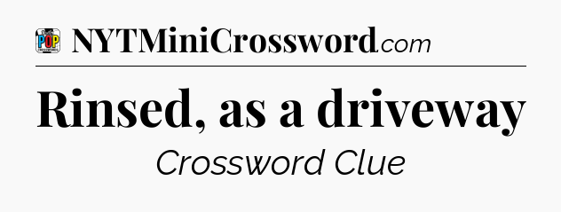Rinsed, as a driveway Crossword Clue