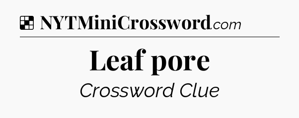 Solution: Leaf pore - NYT Crossword