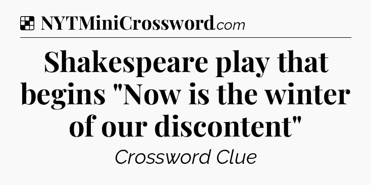 Solution: Shakespeare play that begins 