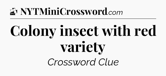 Colony insect with red variety - Daily Themed Classic Crossword