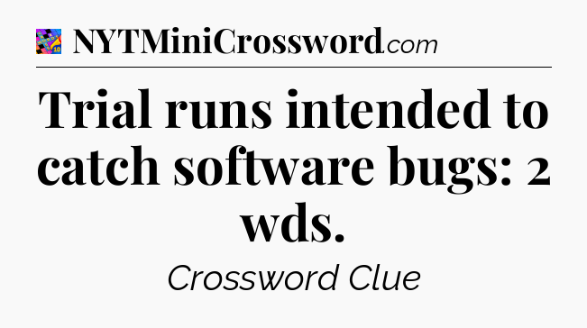 Trial runs intended to catch software bugs: 2 wds Crossword Clue