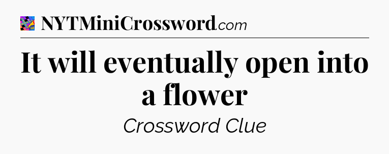 It will eventually open into a flower Crossword Clue