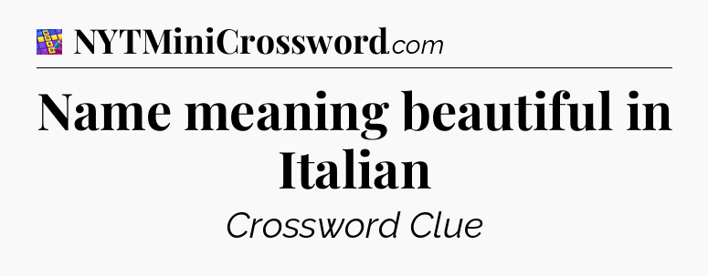 Name meaning beautiful in Italian Codycross