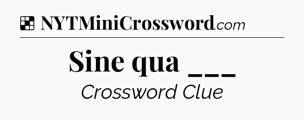 Solution: Sine qua ___ - NYT Crossword