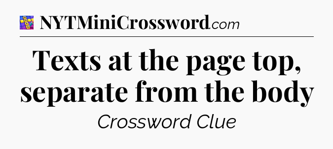 Texts at the page top, separate from the body Codycross