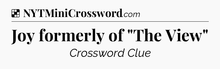 Solution: Joy formerly of 