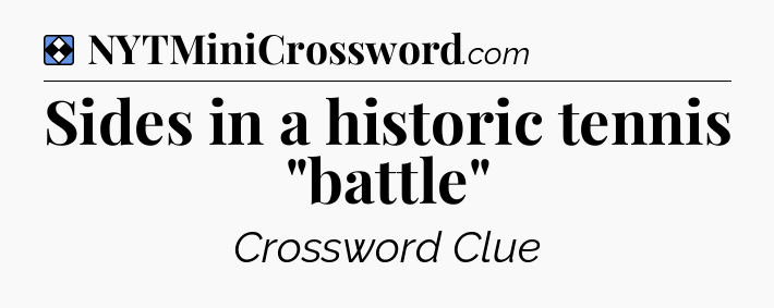 Solution: Sides in a historic tennis 