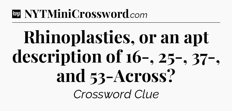 Rhinoplasties, or an apt description of 16-, 25-, 37-, and 53-Across Crossword Clue