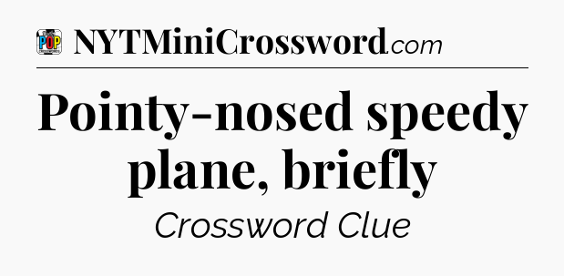 Pointy-nosed speedy plane, briefly Crossword Clue