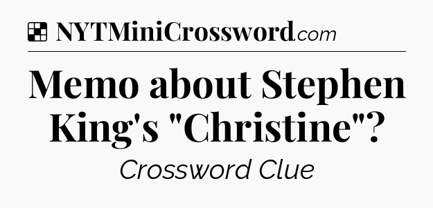 Solution: Memo about Stephen King's 