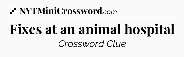 Solution: Fixes at an animal hospital - NYT Crossword
