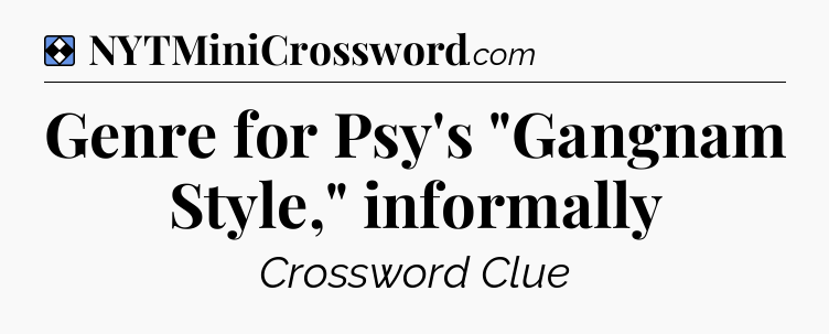 Solution: Genre for Psy's 