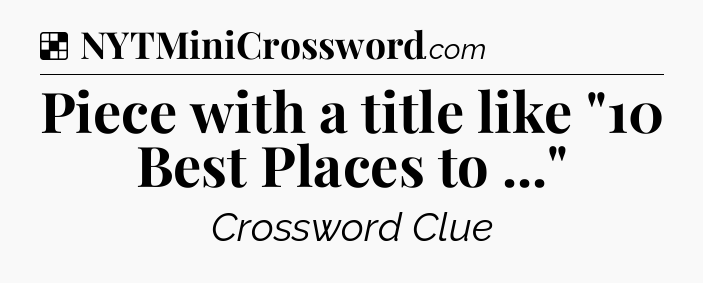 Solution: Piece with a title like 