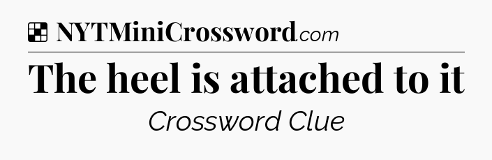 Solution: The heel is attached to it - NYT Crossword