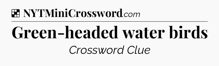 Solution: Green-headed water birds - NYT Crossword