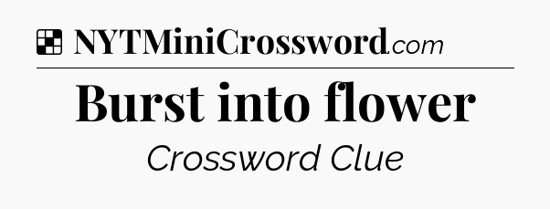 Solution: Burst into flower - NYT Crossword