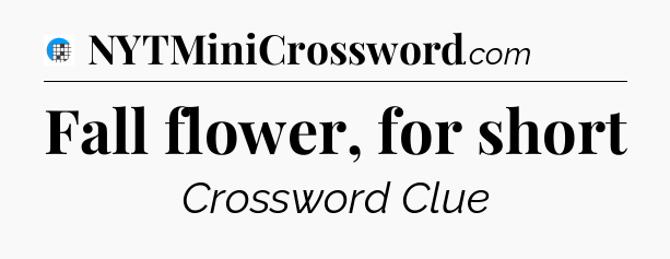 Fall flower, for short Crossword Clue
