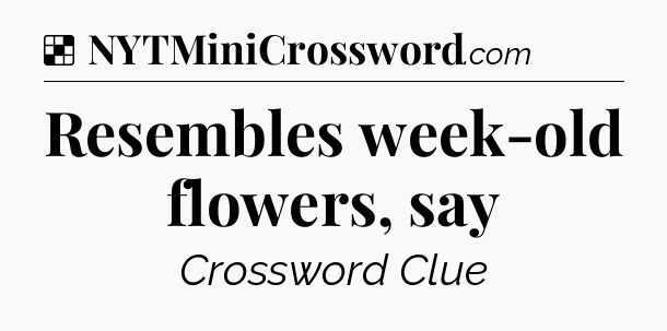 Solution: Resembles week-old flowers, say - NYT Crossword