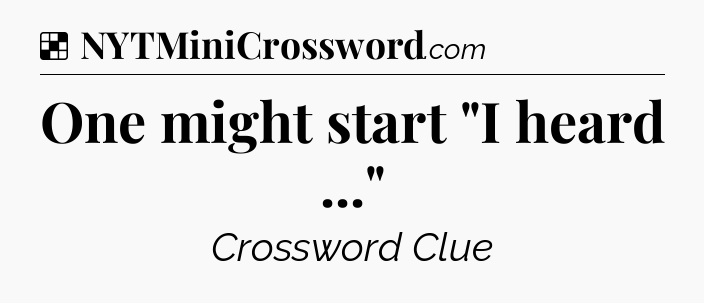 Solution: One might start 