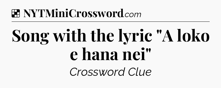 Solution: Song with the lyric 