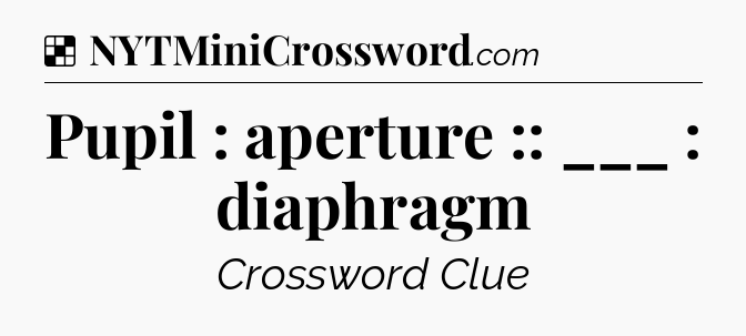Solution: Pupil : aperture :: ___ : diaphragm - NYT Crossword