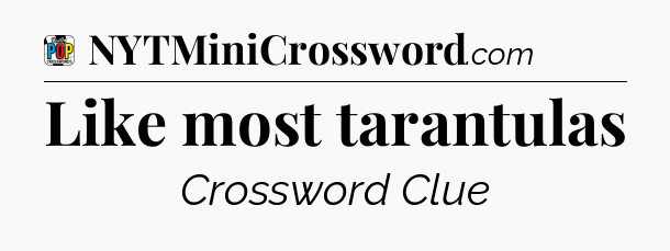 Like most tarantulas Crossword Clue