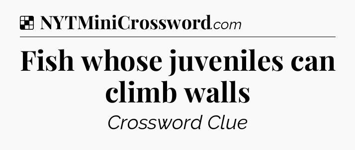 Solution: Fish whose juveniles can climb walls - NYT Crossword
