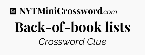 Back-of-book lists - LA Times Crossword