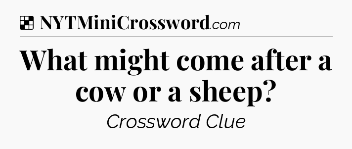 Solution: What might come after a cow or a sheep - NYT Crossword