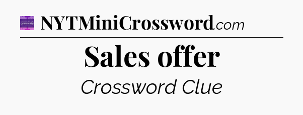 Sales offer - Thomas Joseph Crossword