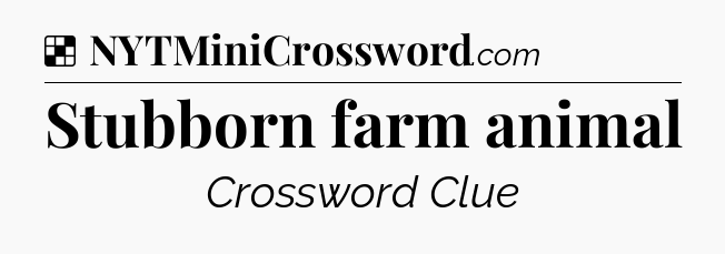 Solution: Stubborn farm animal - NYT Crossword