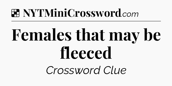 Females that may be fleeced NYT Crossword