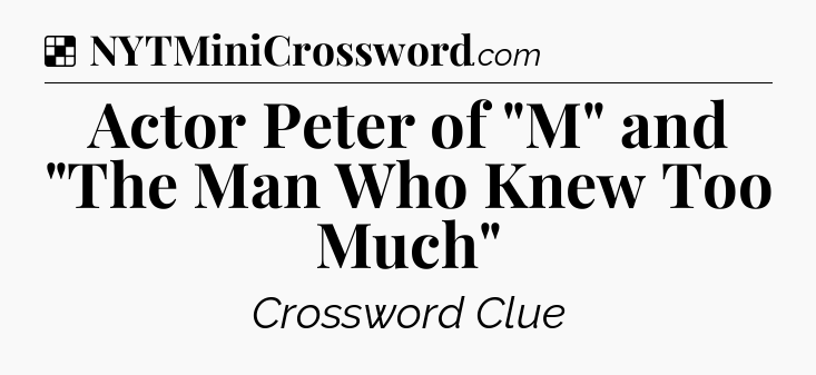 Solution: Actor Peter of 