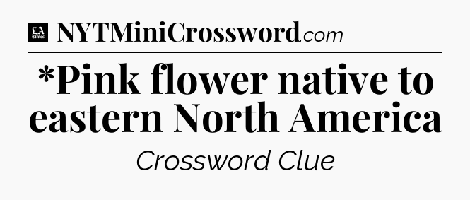 *Pink flower native to eastern North America - LA Times Crossword