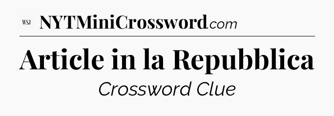 Article in la Repubblica - WSJ Crossword