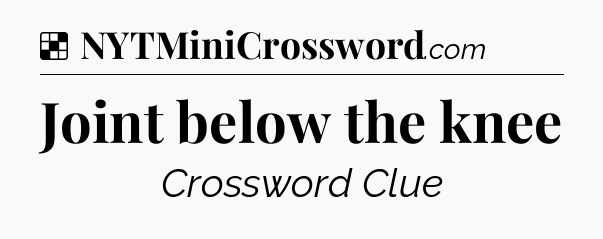 Solution: Joint below the knee - NYT Crossword