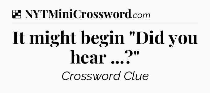 Solution: It might begin 